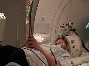 Patient before entering the MRI device